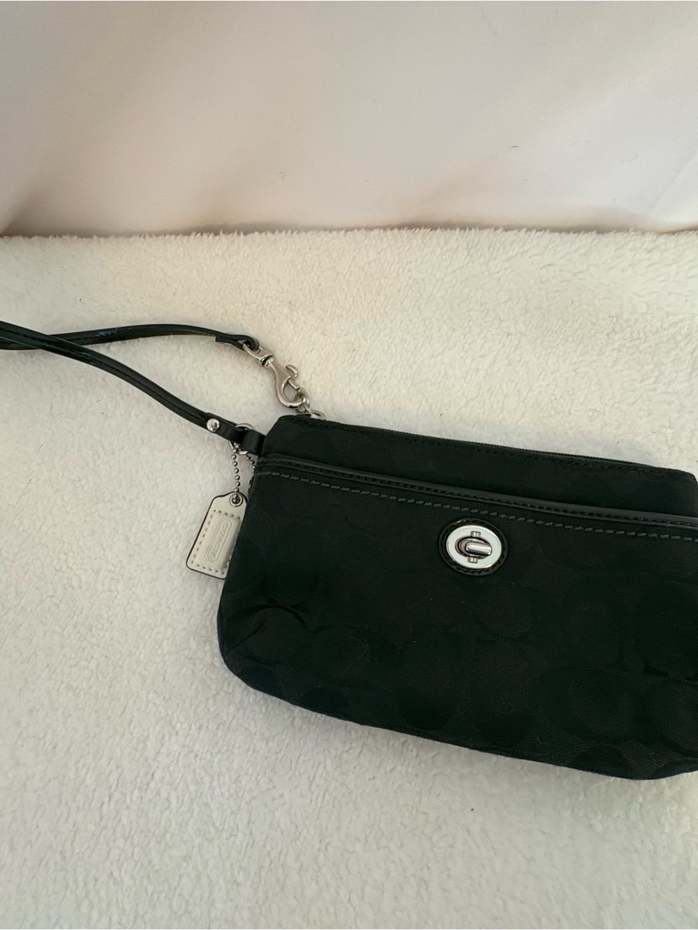 Coach Black Signature C Wristlet - Picture 2 of 5
